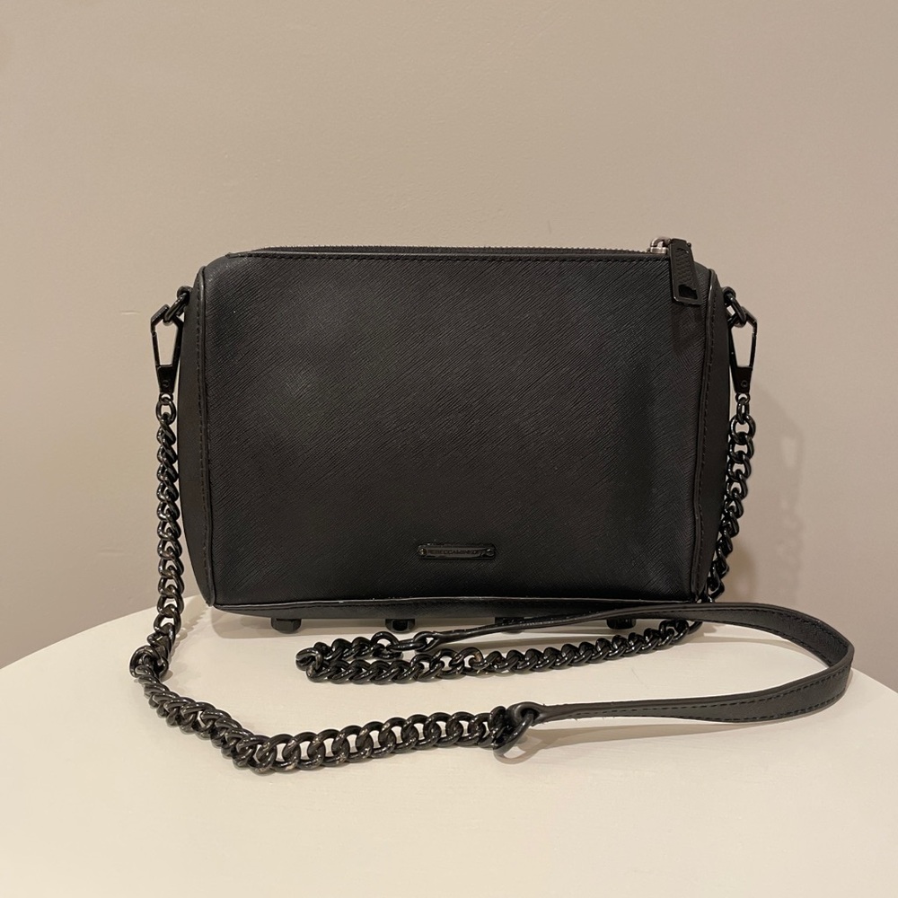 REBECCA MINKOFF Black Leather Shoulder Bag Avery
Crossbody Chain Strap